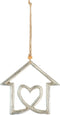 J-Line decoratie Huis Hart Hangend - aluminium - zilver - 3 stuks