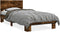 vidaXL - Bedframe - bewerkt - hout - en - metaal - gerookt - eikenkleurig - 75x190 - cm