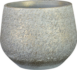 Ter Steege Plantenpot/bloempot - keramiek - metallic zilvergrijs/touch of gold - D16/H13 cm