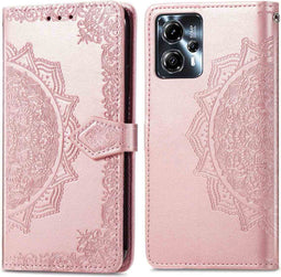 imoshion Hoesje Geschikt voor Motorola Moto G23 / Moto G13 Hoesje Met Pasjeshouder - imoshion Mandala Bookcase - Rosé Goud