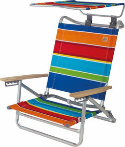 Eurotrail Mediterranee - Strandstoel 2-in-1 - Verstelbare rugleuning en zonnedak - Meerkleurig