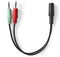 Nedis CAGB22160BK02 - Adapter 3,5 mm male naar 2x 3,5 mm female - 12 cm - Zwart