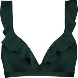 Beachlife Rich Green Ruffle bikinitop - Voorgevormd met beugel - Verstelbare schouderbandjes - Groen