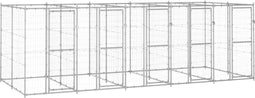 vidaXL - Hondenkennel - 12,1 - m² - gegalvaniseerd - staal
