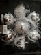 Handgeblazen luxe kerstballen - met haakwerk - zilver - diverse dessins