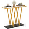 Coast Haltafel - 100 x 30 x 79 cm - Imitatiemarmer - Goudkleurig Frame - Wit Goud