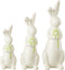 J-Line decoratie Konijnen Bloemen - porselein - groen/wit - 3 stuks