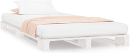 vidaXL - Palletbed - massief - grenenhout - wit - 75x190 - cm