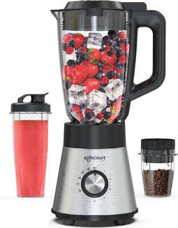 Safecourt Kitchen Power Blender - 1,5L Glas & 600ml To-Go beker - 1300W Krachtig & Stil