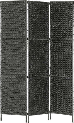 vidaXL - Kamerscherm - met - 3 - panelen - 116x160 - cm - waterhyacint - zwart