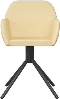 vidaXL - Eetkamerstoelen - 2 - st - draaibaar - stof - crèmekleurig