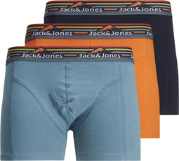 JACK&JONES JACMOUNTAIN - 3-pack boxershorts - Biologisch katoen - Gemeleerd blauw oranje zwart (3 stuks)