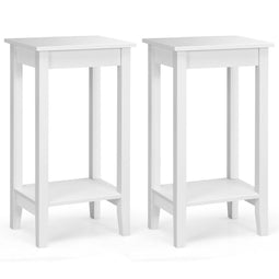 Coast Set van 2 Bijzettafels - 2-Laags Opbergtafel - Wit - 39,6 x 29,6 x 73,5 cm (2 stuks)