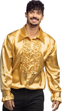 Boland - Party shirt goud (L) - Volwassenen - Danser/danseres - 80's & 90's - Disco