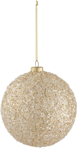 J-Line kerstbal Grove Glitter - glas - goud/wit - large