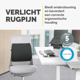 Fellowes Breyta - Rugkussen - Comfort - Ergonomisch - Zwart