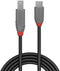 Lindy 36666 - USB-kabel USB 3.2 Gen1 USB-C naar USB-B - 1.00 m - Zwart