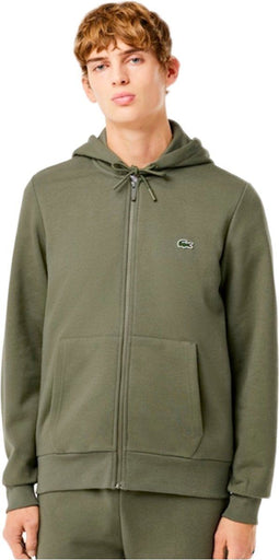 Lacoste Fleece Hoodie - Rits - Geborduurde Krokodil Kangoeroezak Jersey Voering - Croissant Katoenmix - Maat L