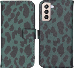 iMoshion Hoesje Geschikt voor Samsung Galaxy S21 Plus Hoesje Met Pasjeshouder - iMoshion Design Softcase Bookcase - Meerkleurig / Green Leopard