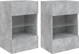vidaXL - Tv-wandmeubels - met - LED - 2 - st - 40x30x60,5 - cm - betongrijs