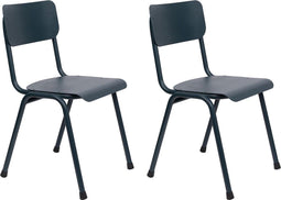 Zuiver Back To School Tuinstoel - Grijs/Blauw - Set van 2