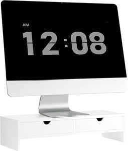 SoBuy BBF02-W - Flat panel bureau steun - Opbergruimte voor toebehoren - Wit