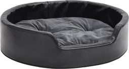 vidaXL - Hondenmand - 69x59x19 - cm - pluche - en - kunstleer - zwart - en - donkergrijs