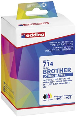 Edding EDD-714 - Inktcartridge - Compatibel met Brother LC-1000BKCMY - Zwart Cyaan Magenta Geel