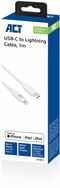 ACT AC3014 - USB-C naar Apple Lightning - MFI Gecertificeerd Snel Laden tot 3,5x Sneller - 1 meter Wit