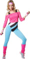 Dressforfun Aerobicster M - Verkleedkostuum - Jaren '80 stijl - Zwart/lichtblauw/roze