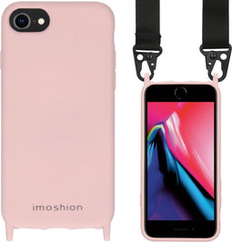 iMoshion Hoesje Geschikt voor iPhone SE (2022) / SE (2020) / 8 / 7 Hoesje Met Koord - iMoshion Color Backcover met koord - Nylon Strap - Roze