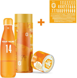 IZY Bottles - KNVB Drinkfles 500 ml inclusief Stickers - Roestvast Staal - Oranje