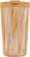 IZY Drinkfles - Houtnerf - Bruin - Inclusief donatie - Koffiebeker to go - Thermosbeker - RVS - 6 uur lang warm - 350 ml