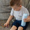 IZY Drinkfles - Kinderbeker - Blauw - Inclusief donatie - Waterfles met Rietje - Thermosbeker - RVS - 6 uur lang warm - 350 ml