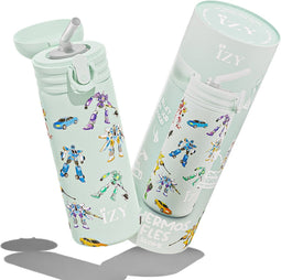 IZY Drinkfles - Kinderbeker - Groen - Inclusief donatie - Waterfles met Rietje - Thermosbeker - RVS - 6 uur lang warm - 350 ml