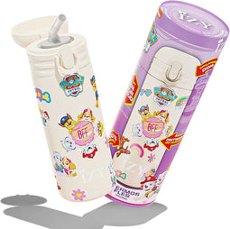 IZY Drinkfles - Kinderbeker - Paw Patrol - Inclusief donatie - Waterfles met Rietje - Thermosbeker - RVS - 6 uur lang warm - 500 ml