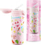 IZY Drinkfles - Kinderbeker - Roze - Inclusief donatie - Waterfles met Rietje - Thermosbeker - RVS - 6 uur lang warm - 350 ml