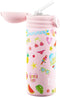 IZY Drinkfles - Kinderbeker - Roze - Inclusief donatie - Waterfles met Rietje - Thermosbeker - RVS - 6 uur lang warm - 350 ml