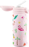 IZY Drinkfles - Kinderbeker - Roze - Inclusief donatie - Waterfles met Rietje - Thermosbeker - RVS - 6 uur lang warm - 350 ml