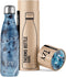 IZY Drinkfles - Marmer - Blauw - Inclusief donatie - Waterfles - Thermosbeker - RVS - 12 uur lang warm - 500 ml