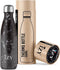IZY Drinkfles - Marmer - Zwart - Inclusief donatie - Waterfles - Thermosbeker - RVS - 12 uur lang warm - 500 ml