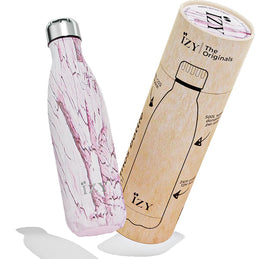 IZY Drinkfles - Prints - Design Roze - Inclusief donatie - Waterfles - Thermosbeker - RVS - 12 uur lang warm - 500 ml