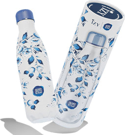 IZY Drinkfles - Prints - Heinen Delfts Blauw - Inclusief donatie - Waterfles - Thermosbeker - RVS - 12 uur lang warm - Kerstcadeau - 500 ml