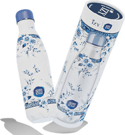 IZY Drinkfles - Prints - Heinen Delfts Blauw - Inclusief donatie - Waterfles - Thermosbeker - RVS - 6 uur lang warm - Kerstcadeau - 500 ml