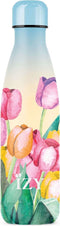 IZY Drinkfles - Prints - Tulpenveld - Inclusief donatie - Waterfles - Thermosbeker - RVS - 12 uur lang warm - 500 ml