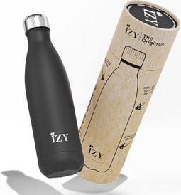 IZY Drinkfles - Zwart - Inclusief donatie - Waterfles - Thermosbeker - RVS - 12 uur lang warm - 500 ml