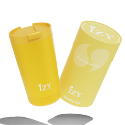 IZY Koffie beker - Geel - Thermos mug - Koffiebeker to go - Thermosbeker - RVS 6 uur warm - 350ML
