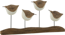 J-Line 4 Vogels Op Voet Paulownia Hout Naturel