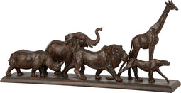 J-Line 5 Dieren Op Een Rij Poly Bruin Large