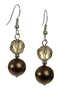 J-Line oorbel Kristal + Parel - nepbont - bruin